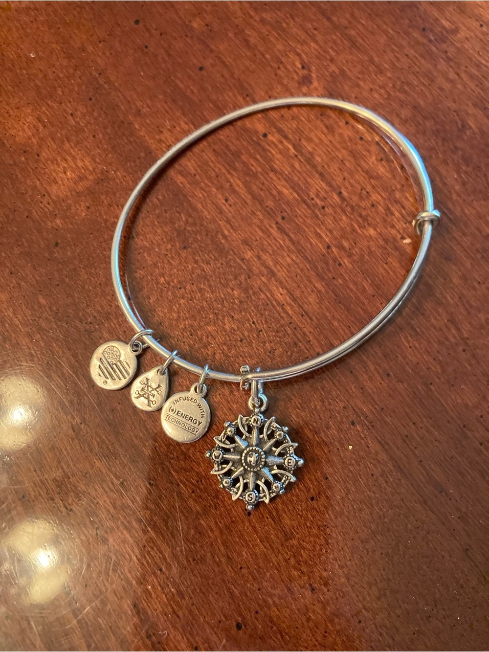 Alex and Ani silver compass Bangle Bracelet